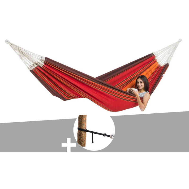 Hamac 3 places Paradiso terracotta + Kit attaches T-Strap - Amazonas