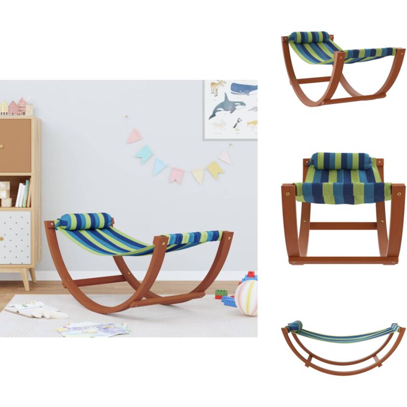 Hamac à bascule pour enfants bleu et vert tissu - Hamac Enfant - Balançoire Enfant - Fauteuil Enfant - Mobilier De Jardin Enfant - Jeux D'extérieur