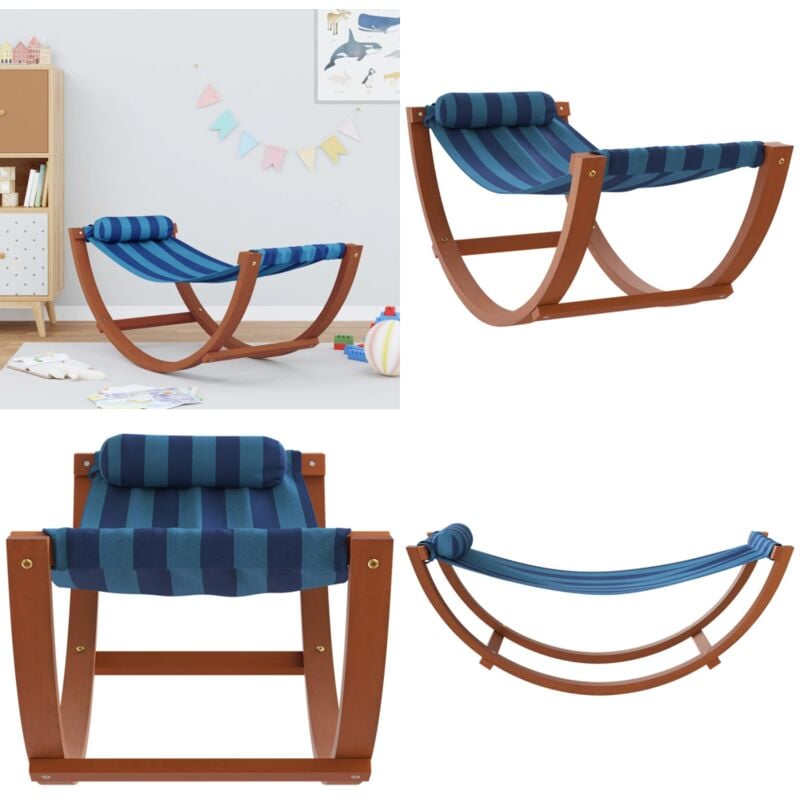 Hamac à bascule pour enfants rayure bleue tissu - Hamac Enfant - Balançoire Enfant - Fauteuil Suspendu Enfant - Jouet Extérieur - Mobilier De Jardin
