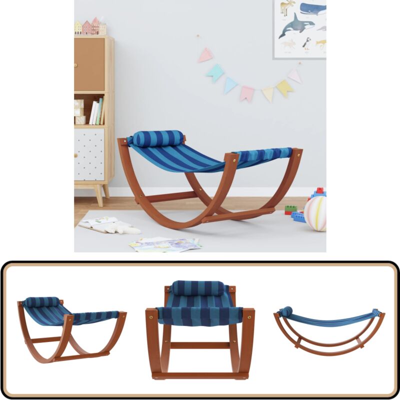 Hamac à bascule pour enfants rayure bleue tissu - Hamac Enfant - Balançoire Enfant - Fauteuil Suspendu Enfant - Jouet Extérieur - Mobilier De Jardin