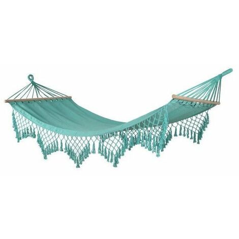 Hamac a frange Bocarnea - 100 x 200 cm - Coton 300 mg - Couleur turquoise