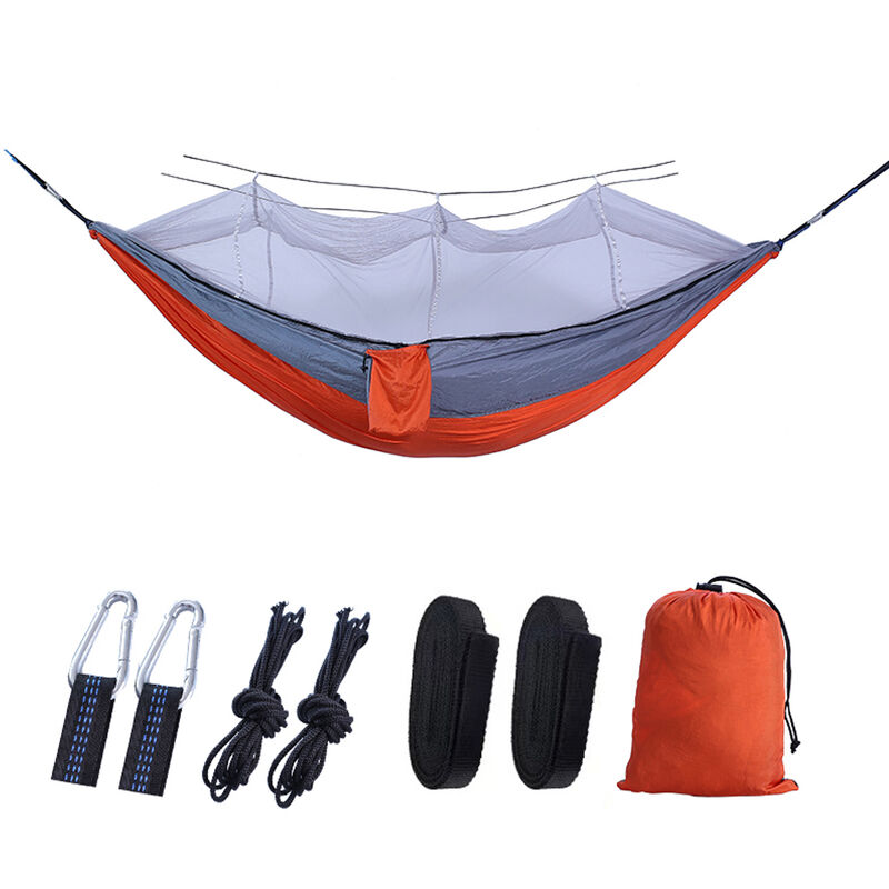 Hamac à ouverture rapide automatique avec moustiquaire, hamac Portable de Camping en plein air, hamac en Nylon Anti-renversement, Orange