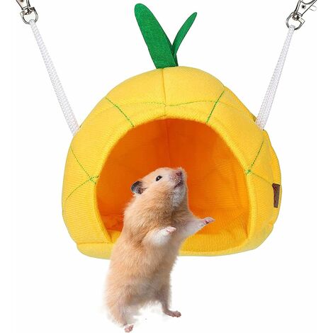 Hamac Ananas Lit de Maison de Hamster Doux Maison Suspendue de Hamster Petits Animaux Cage pour Animaux de Compagnie Cage de Cochon d'Inde Hamac Accessoires pour Cochon d'Inde Rat