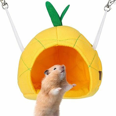 Hamac Ananas Lit de Maison de Hamster Doux Maison Suspendue de Hamster Petits Animaux Cage pour Animaux de Compagnie Cage de Cochon d'Inde Hamac Accessoires pour Cochon d'Inde Rat(1514.518cm) PAGNE