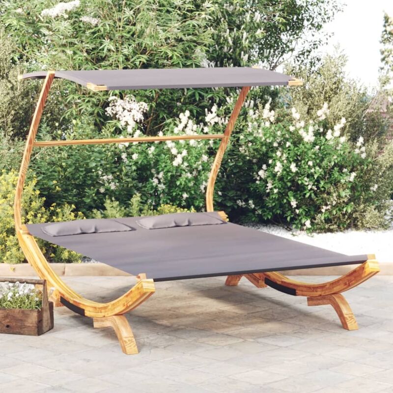 Vidaxl - Lit repos et auvent 165x203x138cm Bois courbé massif Anthracite