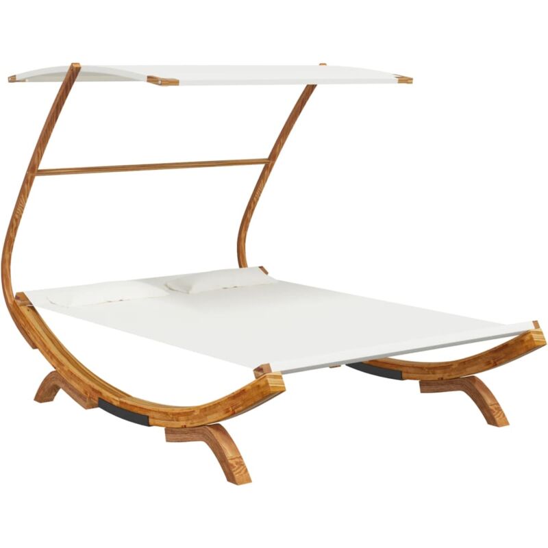 Vidaxl - Lit repos avec auvent 165x203x138 cm Bois courbé massif Crème