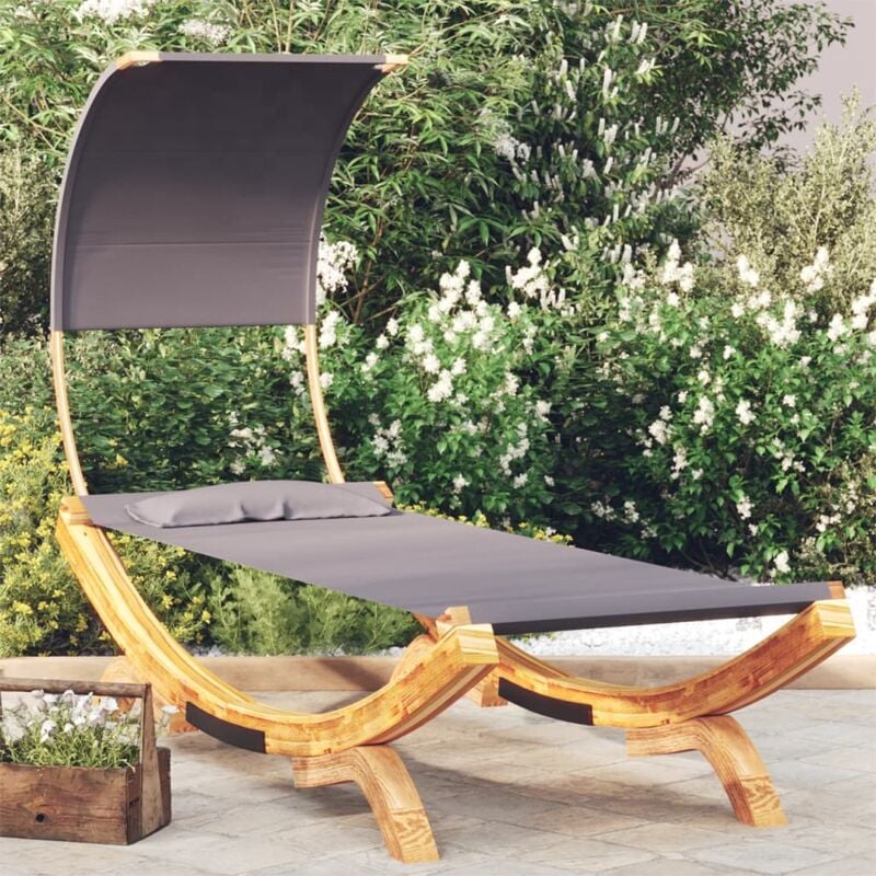 Lit repos et auvent 100x200x126 cm Bois courbé Anthracite Vidaxl