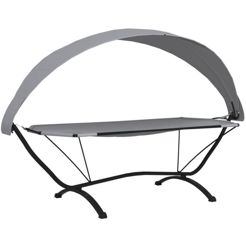 Lit de repos d'extérieur avec auvent Gris Acier et tissu Oxford Vidaxl