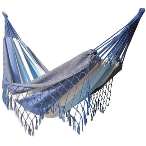 Hamac avec franges 1 personne bleu