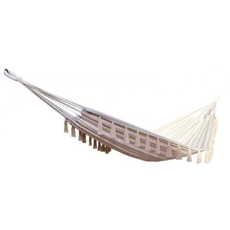 Hamac avec pompons 1 personne écru