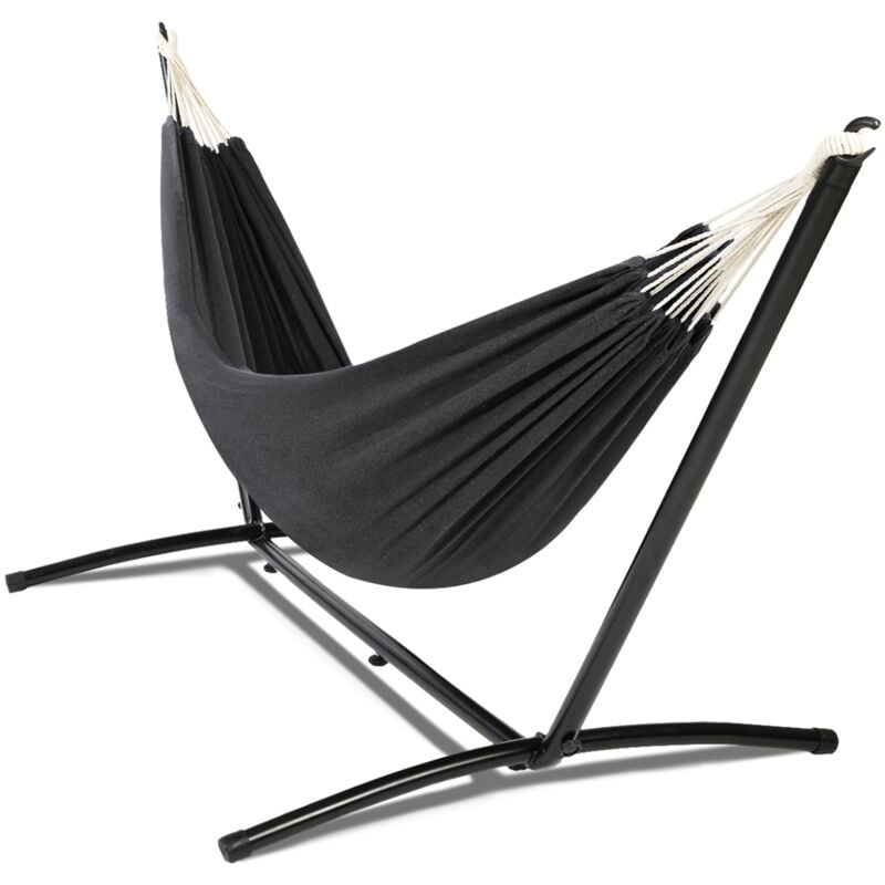 Hamac avec support métal et toile gris anthracite