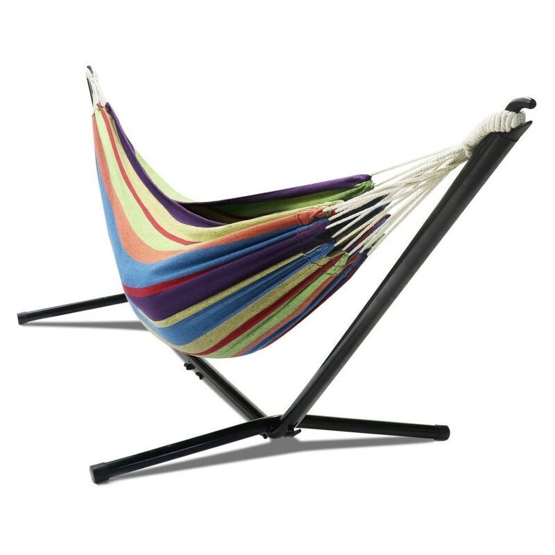 Idmarket - Hamac avec support métal et toile rayée multicolore - Multicolore