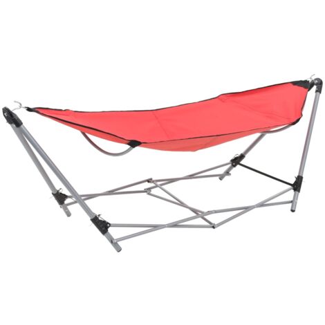 Hamac avec support pliable Rouge vidaXL
