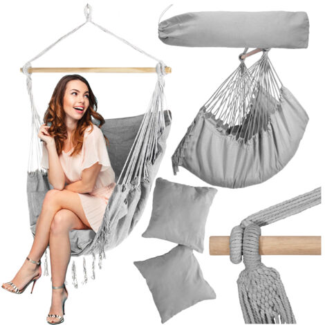 Hamac brésilien BAHIO, fauteuil suspendu gris