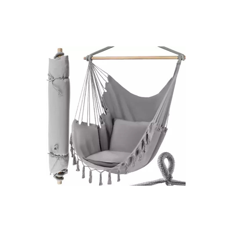 Hamac - chaise brésilienne grise + 2 oreillers