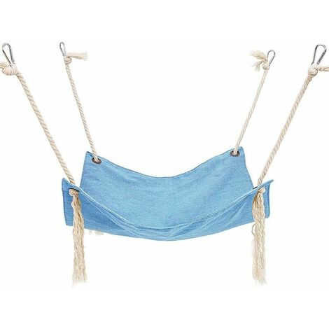 Hamac Chat Suspendu Balançoire en Cage Nid Minou Lit Suspendu Lit de Sommeil Hamac pour Petit Animal Domestique Chien Hamster Furet Perroquet Cochon d'Inde (47x47CM/18.5X18.5 Pouces, Bleu)