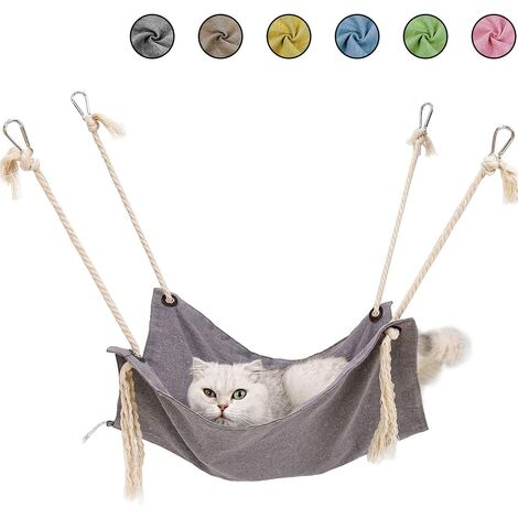 Hamac Chat Suspendu Balançoire en Cage Nid Minou Lit Suspendu Lit de Sommeil Hamac pour Petit Animal Domestique Chien Hamster Furet Perroquet Cochon d'Inde (47x47CM/18.5X18.5 Pouces, Gris)