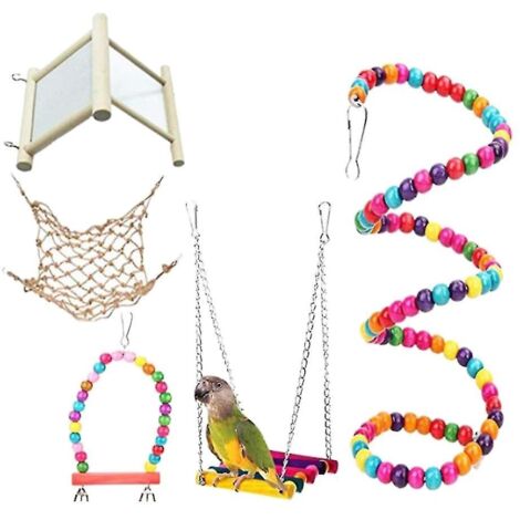 Hamac coloré pour cage à perroquets, mur de recherche de nourriture, balançoire en paille colorée avec crochets