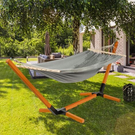 Hamac CUBA support bois et toile gris anthracite