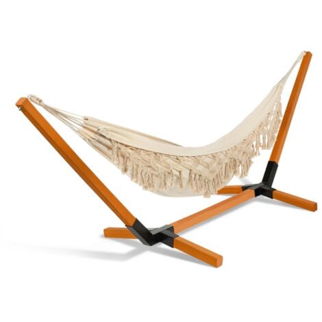 Hamac CUBA support bois toile écrue macramé