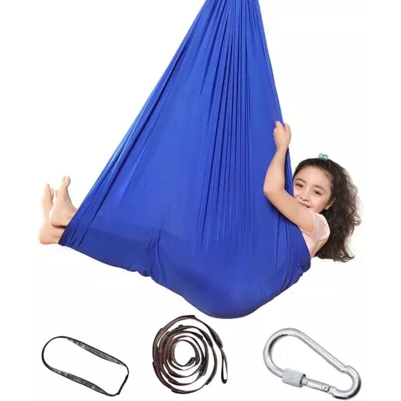 Hamac de balançoire pour Enfant, Chaise Sensorielle de Balançoire, Hamac Doux avec Besoins, Yoga en Plein Air, Camping (Bleu, 1m)