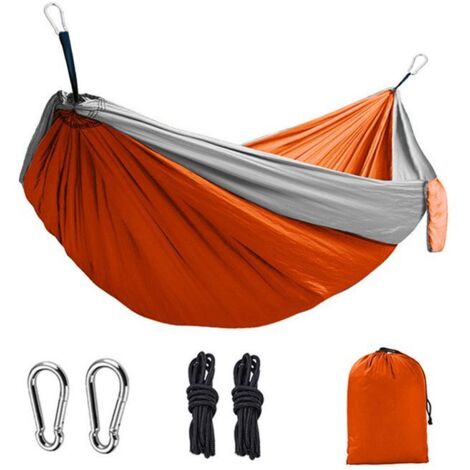 Hamac de Camping 270x140cm en Nylon - Double et Portable pour Randonnée/Voyage - Lit Suspendu pour Jardin/Extérieur - Pliable et Lég