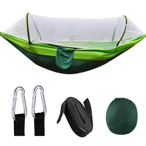 Hamac de camping avec filet en taffetas de nylon 210T, tente hamac à ouverture rapide automatique pour extérieur 260 x 140 cm, vert fruité