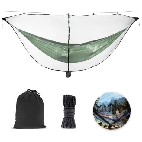 Hamac de Camping avec Moustiquaire, Camping avec moustiquaire Fermeture éclair Double Face Protection à 360° Anti-Insecte De Voyage pour Jardin, Extérieur (Ne Contient Pas Hamac) (Noir)
