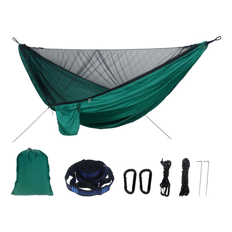 Hamac de camping avec moustiquaire | Capacité de charge 300 kg, respirant, portable | Hamac en nylon ultra-léger pour jardins intérieurs et extérieurs