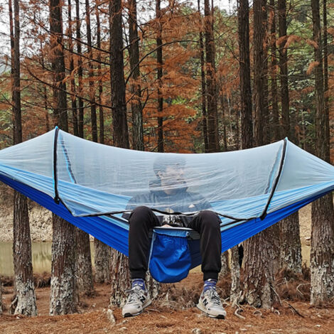 Hamac de Camping avec Moustiquaire Intégrée, Tente Hamac Auto-déployable pour Randonnée 260x140cm en Nylon Résistant