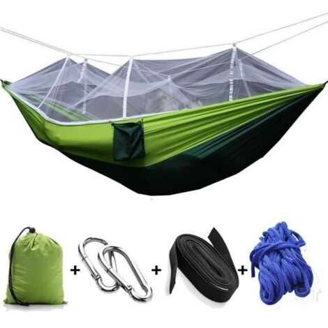 Hamac de Camping avec Moustiquaire pour 2 Personnes, 260x140cm, Capacité 200kg, Étiquette Incluse