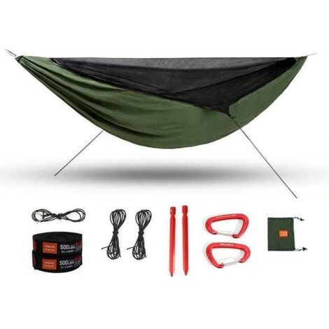 Hamac de camping avec moustiquaire, tente 2 personnes, hamacs portables en tissu nylon 70D pour extérieur, randonnée