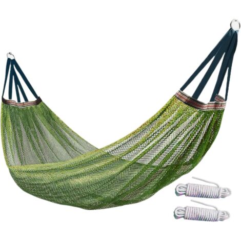 Hamac de camping double extérieur avec moustiquaire et double toit - Résistant aux intempéries - Moustiquaire - Installation facile - Sangles et mousquetons inclus - Idéal