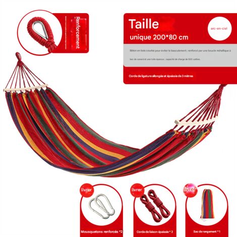 Hamac de camping en toile avec système anti-basculement - Pliable et portable - Disponible en plusieurs tailles et couleurs