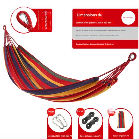 Hamac de camping en toile pour l'extérieur - Pliable et portable - Disponible en plusieurs tailles et couleurs