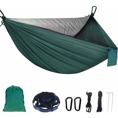 Hamac de Camping Hamac avec Moustiquaire 300 kg Capacité de Charge hamac 2 Personnes Nylon Respirante Portable Ultra-léger Hamac Voyage pour Extérieur Jardin Camping