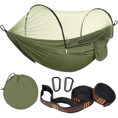 Hamac de Camping, Hamac de Voyage Ultra-Léger 290 × 140 cm,Hamac Moustiquaire, Hamac Robuste et Durable avec Sac de Rangement, Adapté au Jardin, Camping, Balcon, Cour, Plage