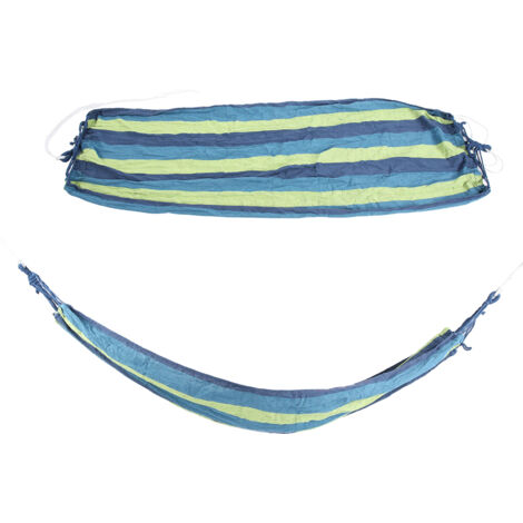 Hamac de Camping Léger et Compact, Facile à Transporter pour Randonnée et Voyage, Bleu Rayé