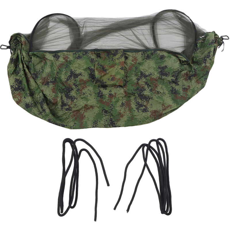 Hamac de camping pour 2 personnes, capacité de 440 lb, couleur camouflage, design de filet de lit, hamac de voyage pour randonnée, aventure,DUBUNS