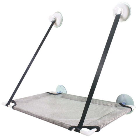 Hamac de Fenêtre à Ventouse pour Chat Gris, Couchage Suspendu Simple Étage pour Repos et Observation