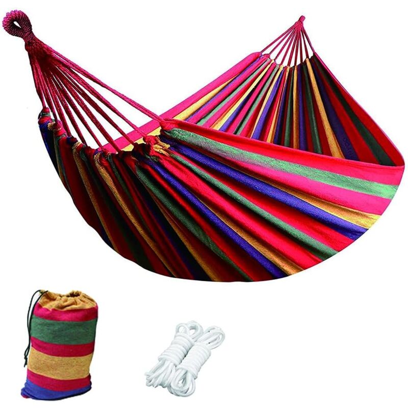 Hamac de jardin d'extérieur en toile souple pour une personne, portable, avec sac de transport