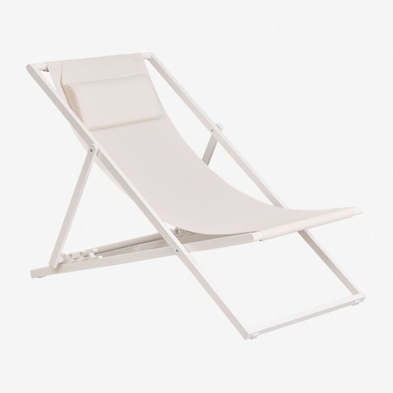 Hamac pliant Jensy avec coussin en acier Sklum Blanc