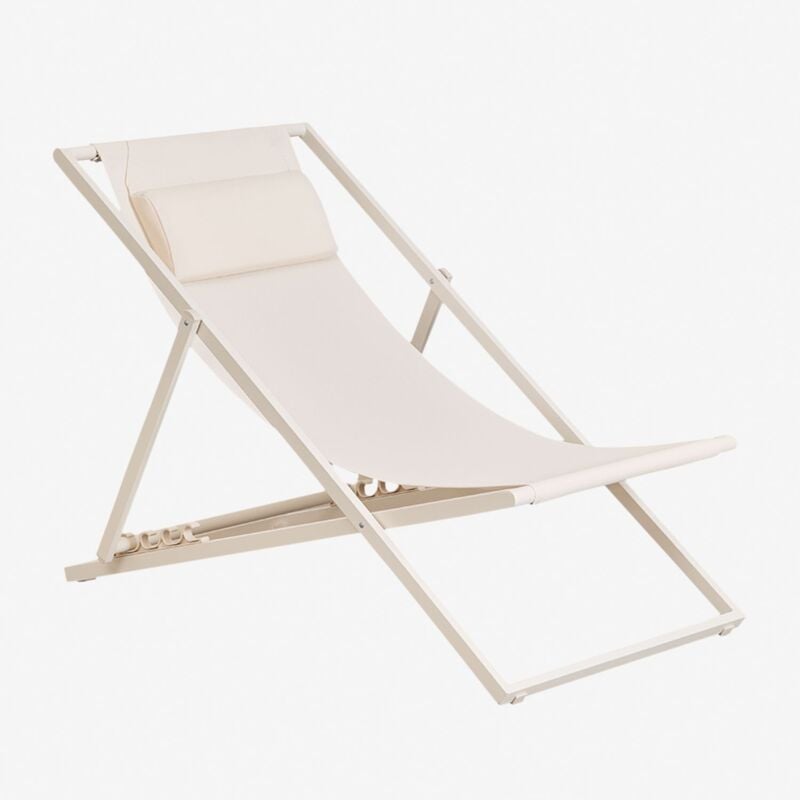 Hamac pliant Jensy avec coussin en acier Sklum Tapioca Beige