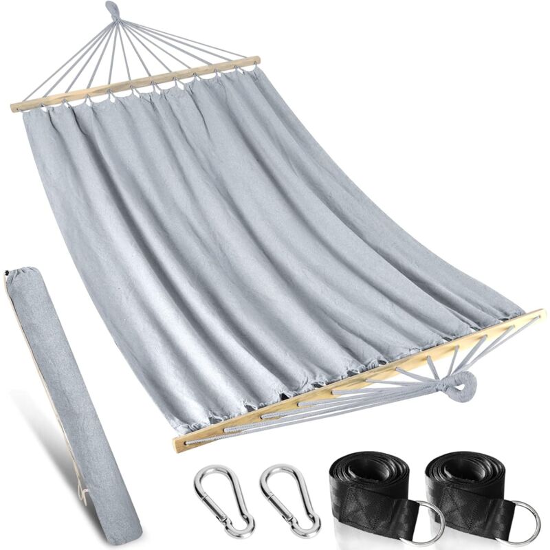 Hamac de Jardin, Hamac Simple, Barres d'écartement en Bois de 120 cm