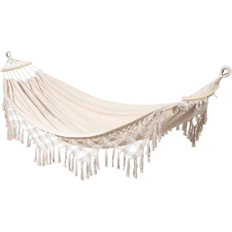 Hamac de Jardin Rebecca Mobili Daylily 200x150 Polycoton Toile Beige Boho