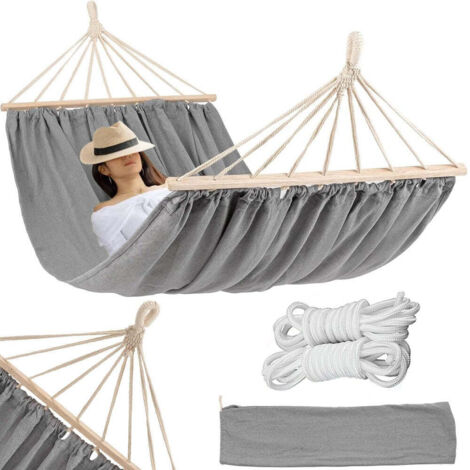 Hamac de jardin suspendu double XXL avec cordes 200x150 cm