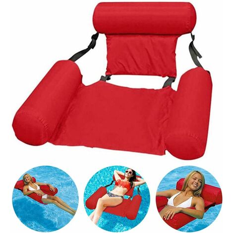 Hamac de Piscine Fauteuil Inclinable Flottant Chaise Gonflable de Piscine Hamac d'eau Flottant Pliable hamac Flottant inclinable pour Adulte - Rouge（100x120cm）