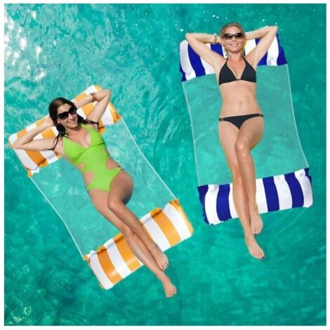 Hamac de piscine flottant 2 pièces – Gonflable 4 en 1 avec maille – Dimensions 120 x 70 cm – PVC durable et respectueux de l'environnement