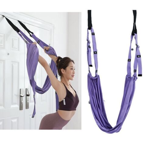Hamac de yoga aérien, sangle d'étirement pour yoga, ballet, pilates, gymnastique et entraînement de souplesse (violet)