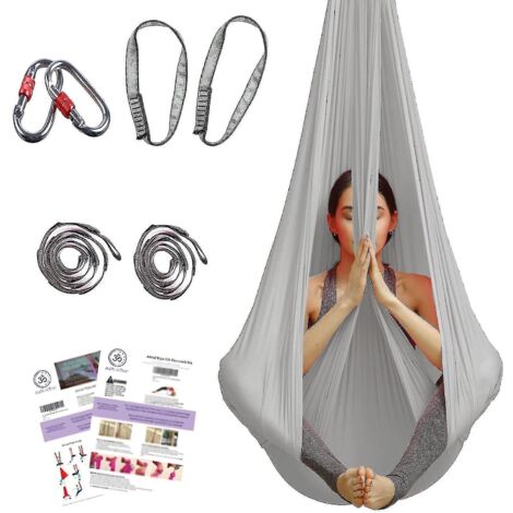 Hamac de yoga aérien - Tissu aérien résistant avec sangles d'extension et mousquetons - Tissus aériens pour la maison